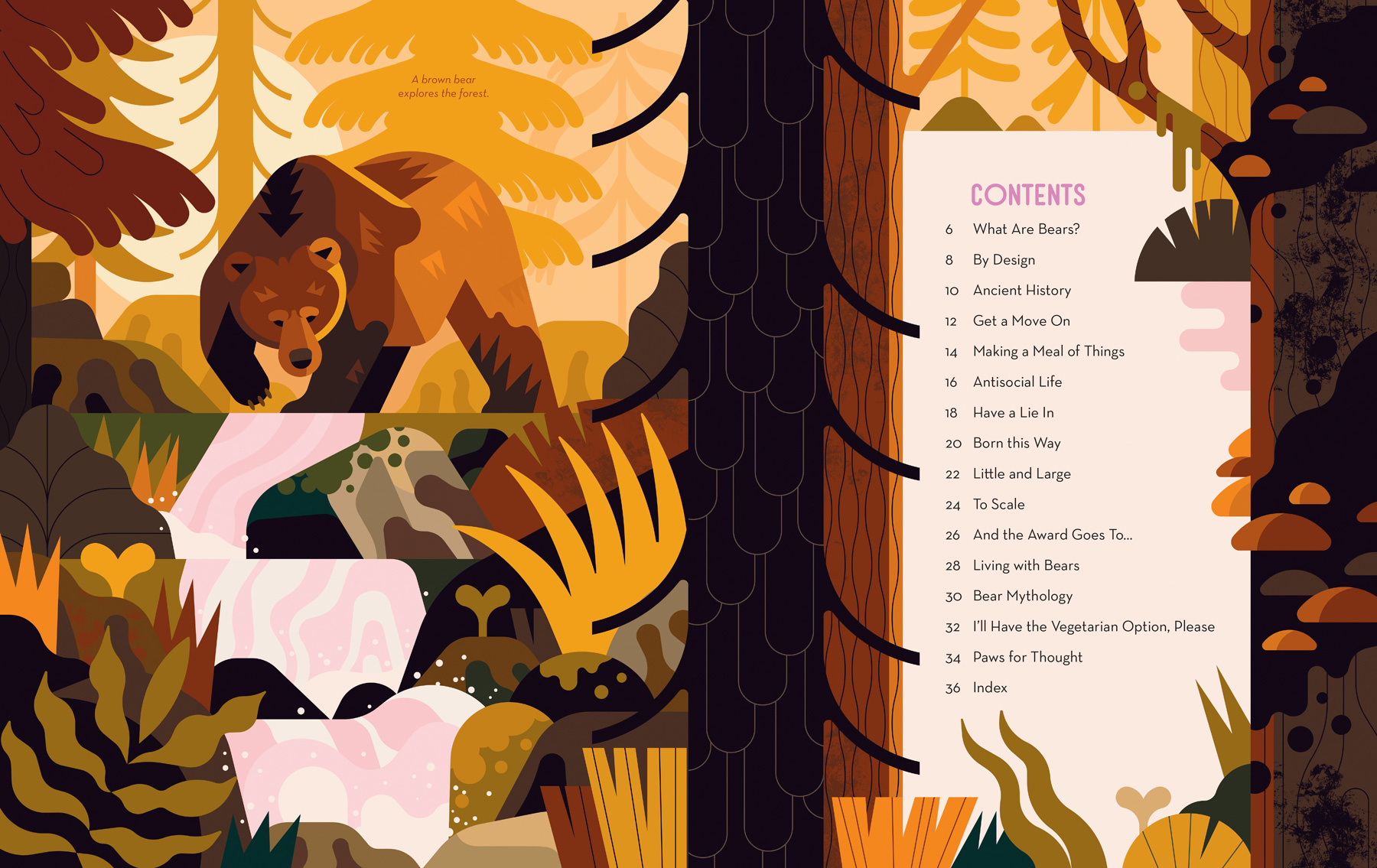 Brainy About Bears 2d animal childrens book digital folioart illustration landscape nature non fiction owen davey publishing vector wildlife