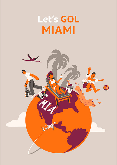 Let's GOL - Miami brand branding character design drink flat fun illustration illustrator joy miami play shopping trip vector world