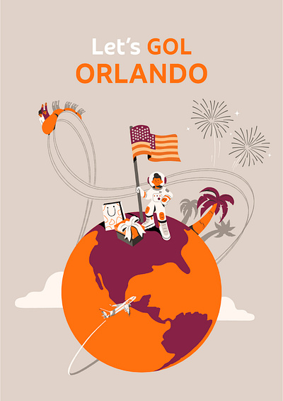 Let's GOL - Orlando country design disney flag flat fun illustration illustrator joy nasa nation play roller coaster trip usa vector world