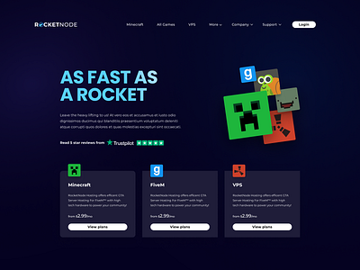 RocketNode Dark Gaming / Esports Website Development and Mockup