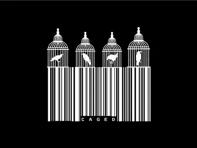 Barcode Design Caged barcode birds caged contrast design illustrator vector