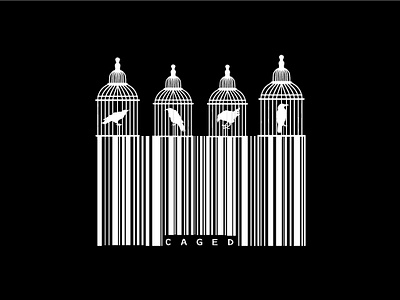 Barcode Design Caged barcode birds caged contrast design illustrator vector