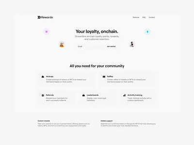 Rewards - light mode landing activity airdrop crypto landing page leaderboard light mode nft raffle referrals rewards ui ux