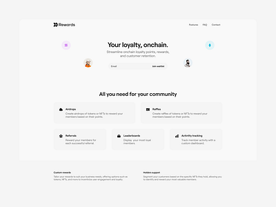 Rewards - light mode landing activity airdrop crypto landing page leaderboard light mode nft raffle referrals rewards ui ux