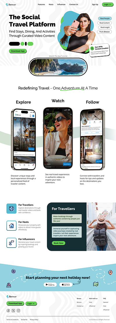 Travel App Landing Page Design ui webdesign