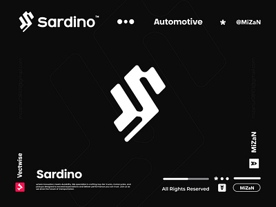 Sardino S Logo for automotive industry auto automotive automotive industry branding business logo dinosaurs graphic design letter s logo logo creation logo design logoinspirations logomark motorcycle power s logo speed swan tech truck