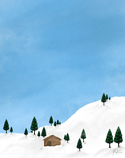 Winter art digital art digital painting ibis paint illustration mountain painting snow watercolor winter