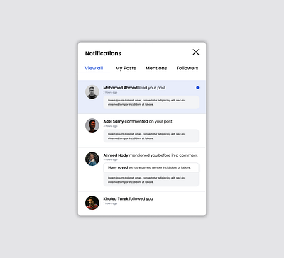 Notifications modal (DailyUi - Day 2) branding design notification notifications notifications modal ui ui design ui ux uiux ux ux design web web design