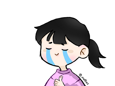 Yeah I'm okay, I'm fine, Gwenchana gwenchana art cartoon crying cute digital digital art drawing flat illustration og sticker