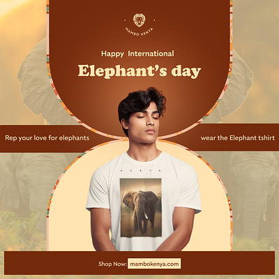 Happy International Elephant's day poster design elephants kenya nature poster wild wild animals