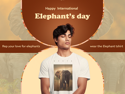 Happy International Elephant's day poster design elephants kenya nature poster wild wild animals