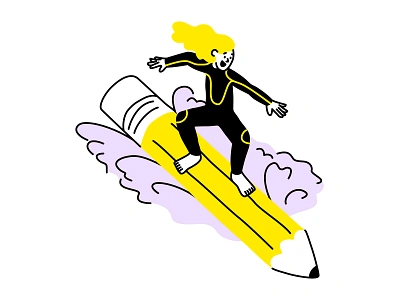 Illustration Team branding character clean design drawing figma hand drawn illustration minimal pencil surfer surfing vector