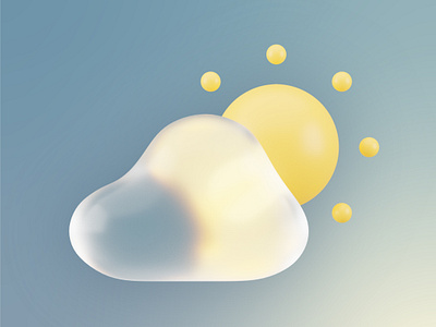 Partly sunny - 3D Weather Icon 3d 3d icon 3d illustration blender cloudy 3d glassmorphism graphic design icon design icon pack sun 3d ui ux weather icon weather ui