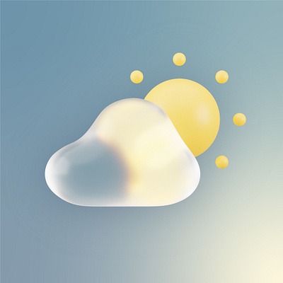 Partly sunny - 3D Weather Icon 3d 3d icon 3d illustration blender cloudy 3d glassmorphism graphic design icon design icon pack sun 3d ui ux weather icon weather ui