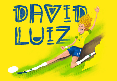 Copa - David Luiz ball brasil brazil brush copa cup flat football futebol illustration olympic photoshop smoke soccer style texture typography usa vector world cup