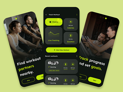 FitBuddy Mobile App Design - Gym Buddy Finder app design design fitness app gym app gym buddy finder app mobile app design mobile tracking screen product design prototyping tracking screen ui ui design user experience user interface ux design wireframe