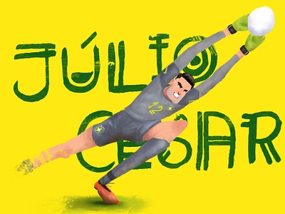 Copa - Júlio Cesar ball brasil brazil brush copa cup futebol goal keeper illustration olympic photoshop soccer texture typography vector world cup