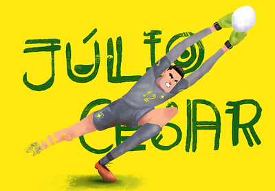 Copa - Júlio Cesar ball brasil brazil brush copa cup futebol goal keeper illustration olympic photoshop soccer texture typography vector world cup