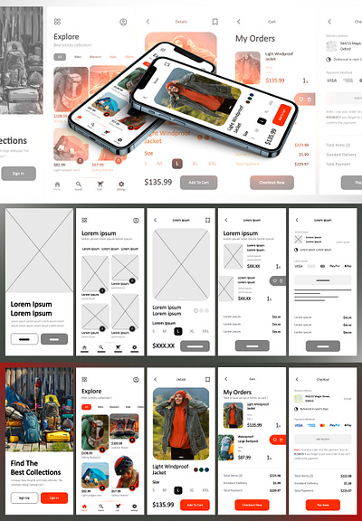 Streamlined Order Process for Hiking App figma graphic design mobile app design ui ux design