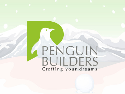 Penguin Builders design illustration logo