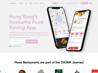 CHOMP Food Saving App Website Redesign app branding figma framer graphic design ui user interface website