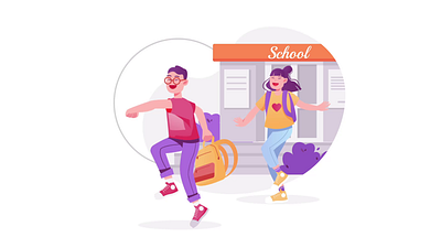 Back to School 2D Animation 2d animation back to school boy childhood children education engagement flat girl illustration joy kids learning motion playing student student activities student life