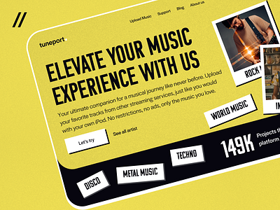 Music Player Mobile IOS App Design Concept cross platform design homepage modern music player ux yellow