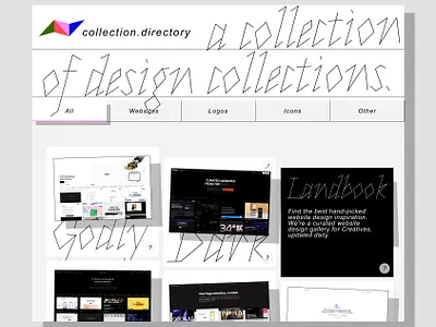 Collection Directory brutalist collection filters font gallery grid header typography website