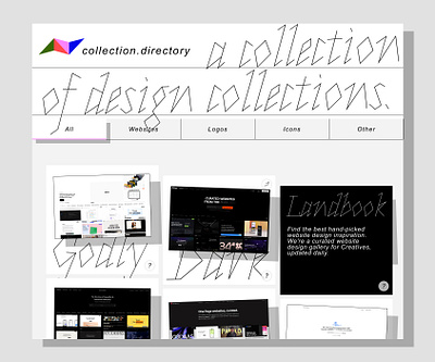 Collection Directory brutalist collection filters font gallery grid header typography website