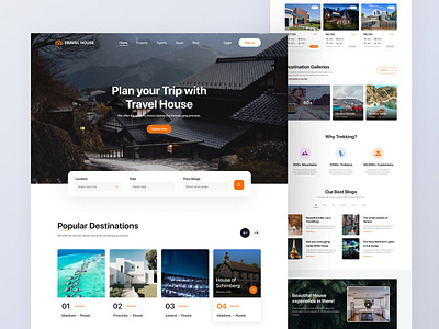 Travel House - Landing Page Design booking branding color design figma illustration interactive landing page landing page design logo travel travel website ui ui design ui ux user interface web design web designers website website design