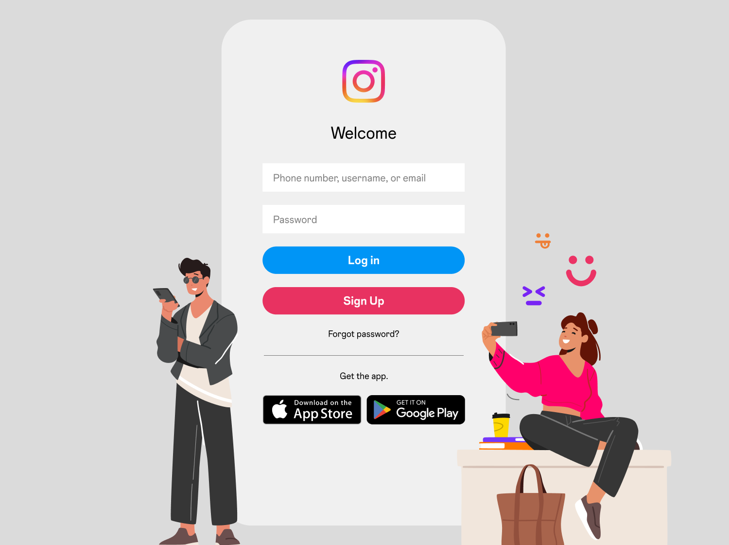 Instagram Login Page Redesign animation art design illustration redesign shot ui ux