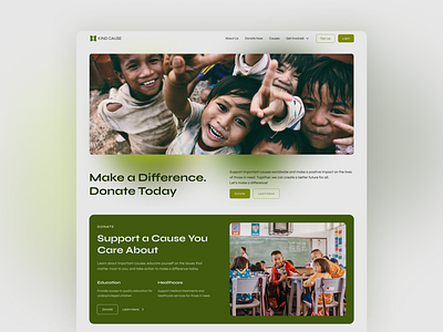 Donations landing page Web Design UI UX cause children clean design donations framer hero section kids landing page light mode mesh gradient minimal product design remote work responsive design ui ui ux ui ux design web design web shot