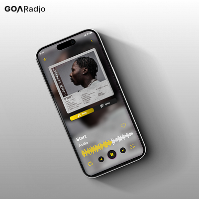 Goaradio music player screen graphic design ui