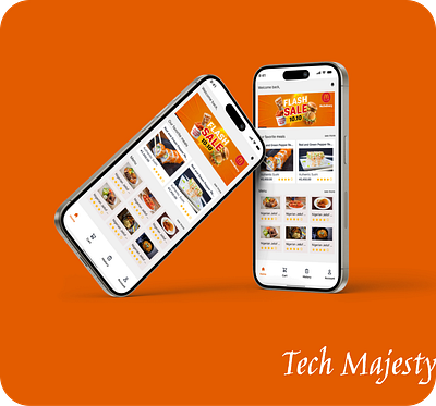 Design exploration; an home page for a food ordering app app branding design food free graphic design home screen illustration logo mobile app orange typography ui ux vector