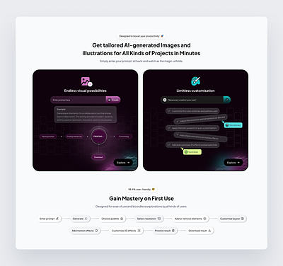 Features section UI ai features productdesign saas ui uidesign uiux userexperience userinterface ux webdesign website