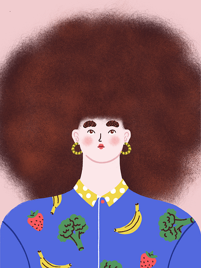 My Imaginary Friend Coco - Portrait series curly earrings fashion girl illustration portrait