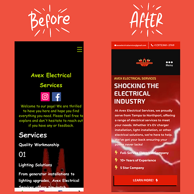 Avex Electrical Service's Before & After branding design graphic design illustration logo ui ui design uiuxdesign web design webdesign website design website development websitedesign wordpress wordpress design wordpress website wordpressdesign wordpresswebsite