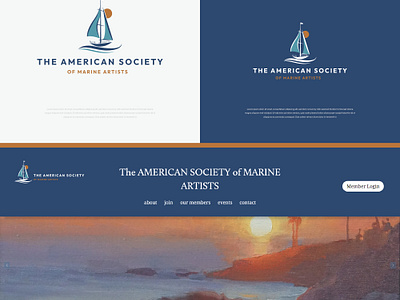 The American Society of Marine Artists 3d animation bra branding graphic design logo motion graphics sea ship sun ui