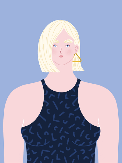 My imaginary friend - Lotte blonde earrings fashion girl illustration nordic portrait