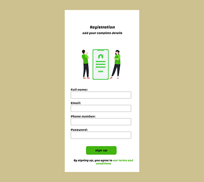 Registration screen app dailyui design illustration typography ui ux vector