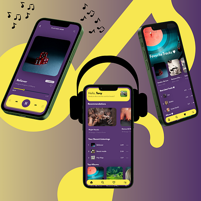 Vibrant Harmony: A Modern Music App Design app design app interface branding creative design design design showcase digital design figma graphic design mobile design mobile ux music app design music app ui music player music streaming product design ui user experience uxui design visual design