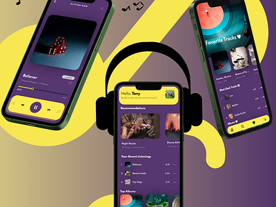 Vibrant Harmony: A Modern Music App Design app design app interface branding creative design design design showcase digital design figma graphic design mobile design mobile ux music app design music app ui music player music streaming product design ui user experience uxui design visual design