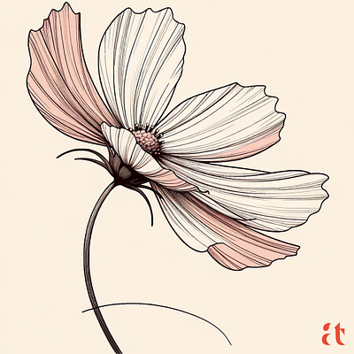 Breezy Cosmos by Aravind Reddy Tarugu aravind art botanical breeze clean lines cosmos delicate design detailed elegance flower gentle graceful illustration natural world petals reddy simple tarugu vector