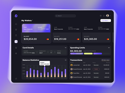 Sleek Fintech Dashboard for Seamless Financial Management card clean dashboard design finance fintech fintech dashboard fintech web app gradient minimal modern product design ui ui design wallet web app