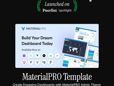 MaterialPRO Admin Template Launches on Peerlist admin template dashboard launch dashboard template launch latest admin template marketing marketing design