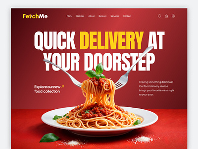 FetchMe - Food Delivery Website delivery delivery service food food and drink food delivery food website home delivery homepage landing page lunch restaurant takeaway uidesign userinterface web design webpage website website design