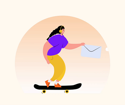 Lottie & Rive Animation for Newsletter 2024 animation cta girl on skate illustration lottie lottie animation lottiebox motion graphics neelpari newsletter illustration rive saloni signup for newletter skatboard animation skating girl skating girl animation subscribe newletter