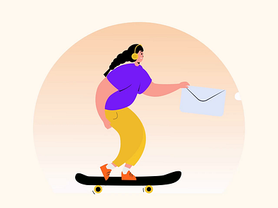 Lottie & Rive Animation for Newsletter 2024 animation cta girl on skate illustration lottie lottie animation lottiebox motion graphics neelpari newsletter illustration rive saloni signup for newletter skatboard animation skating girl skating girl animation subscribe newletter