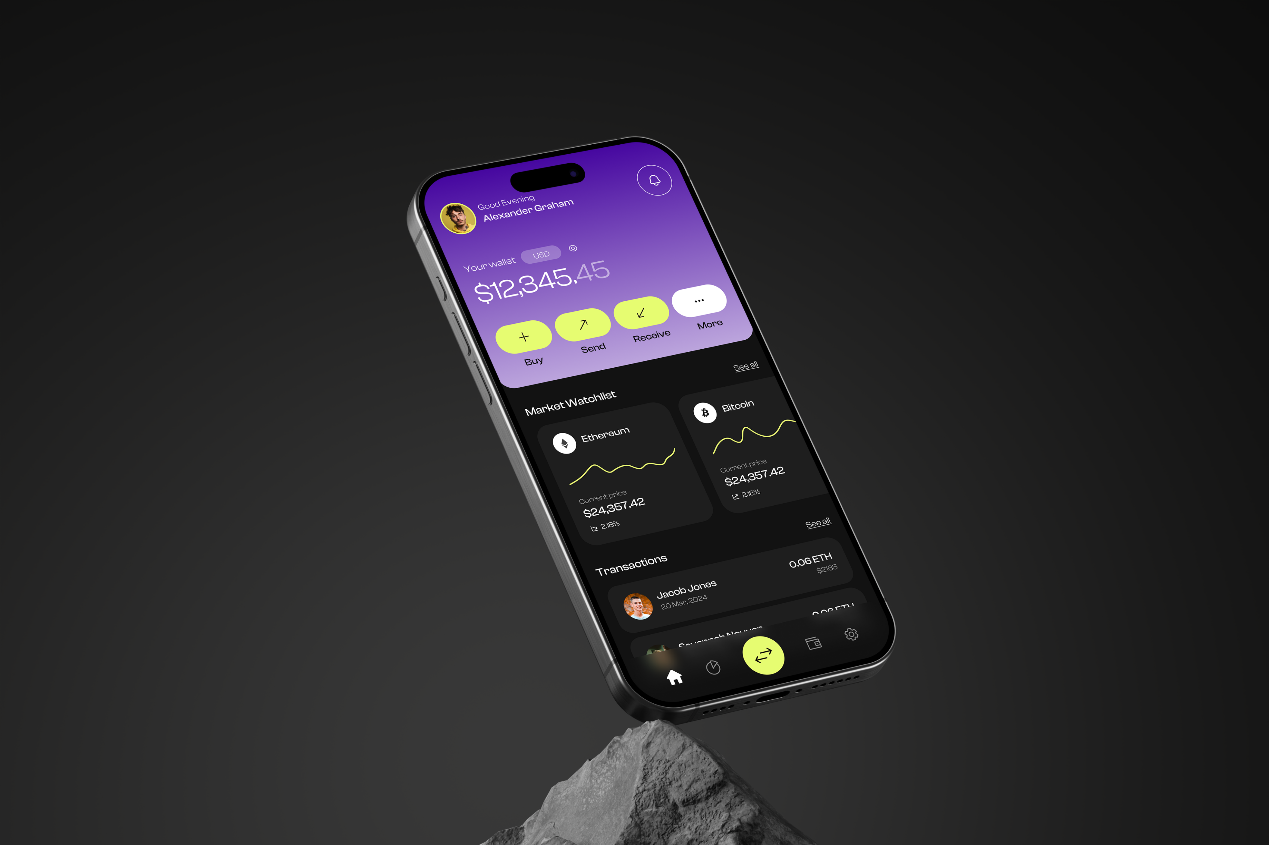Crypto Wallet App crypto crypto wallet dark mode design figma mobile app mobile app ui ui ui design uiux user interface