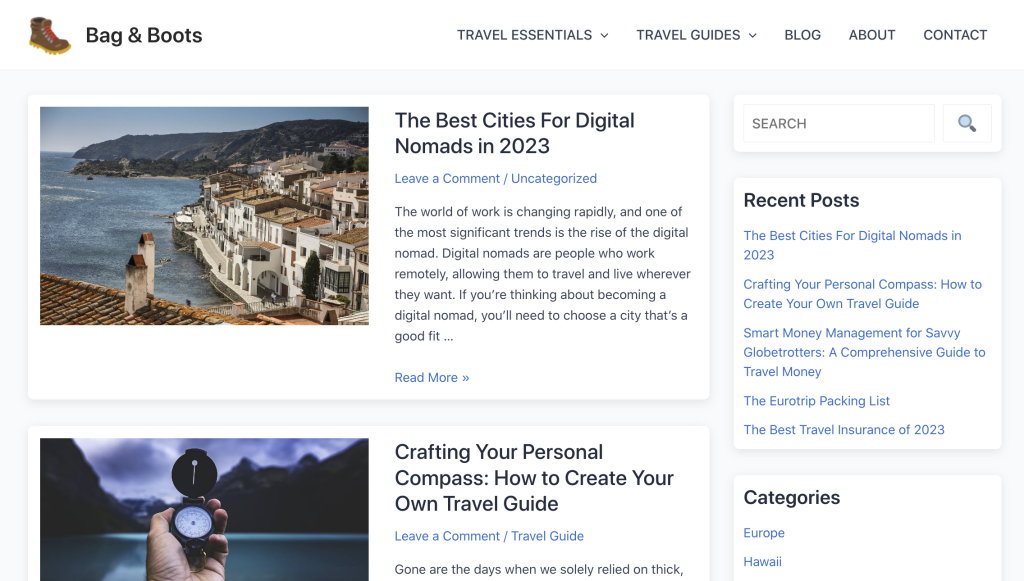 Travel Blog Design & Development blog travel blog travel template ui ui design ux ux design web design web development wordpress